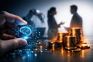 Photorealistic image for a professional LinkedIn post. depicting the concept of "That Cool AI Tool Is Costing You More Than You Think". close-up detailed view. dramatic high-contrast lighting. minimal clean background. using professional brand colors. conveying a bold and attention-grabbing mood. incorporating visual elements like innovation, digital transformation, teamwork. No text, letters, watermarks, brand names, logos, or trademarks in the image. High quality, suitable for business marketing.