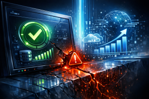 Digital illustration for a professional LinkedIn post. depicting the concept of "NAKIVO v11.2: Why Your 'Successful' Backup Might Fail". close-up detailed view. dramatic high-contrast lighting. minimal clean background. using professional brand colors. conveying a professional and trustworthy mood. incorporating visual elements like digital transformation, growth charts, innovation. No text, letters, watermarks, brand names, logos, or trademarks in the image. High quality, suitable for business marketing.